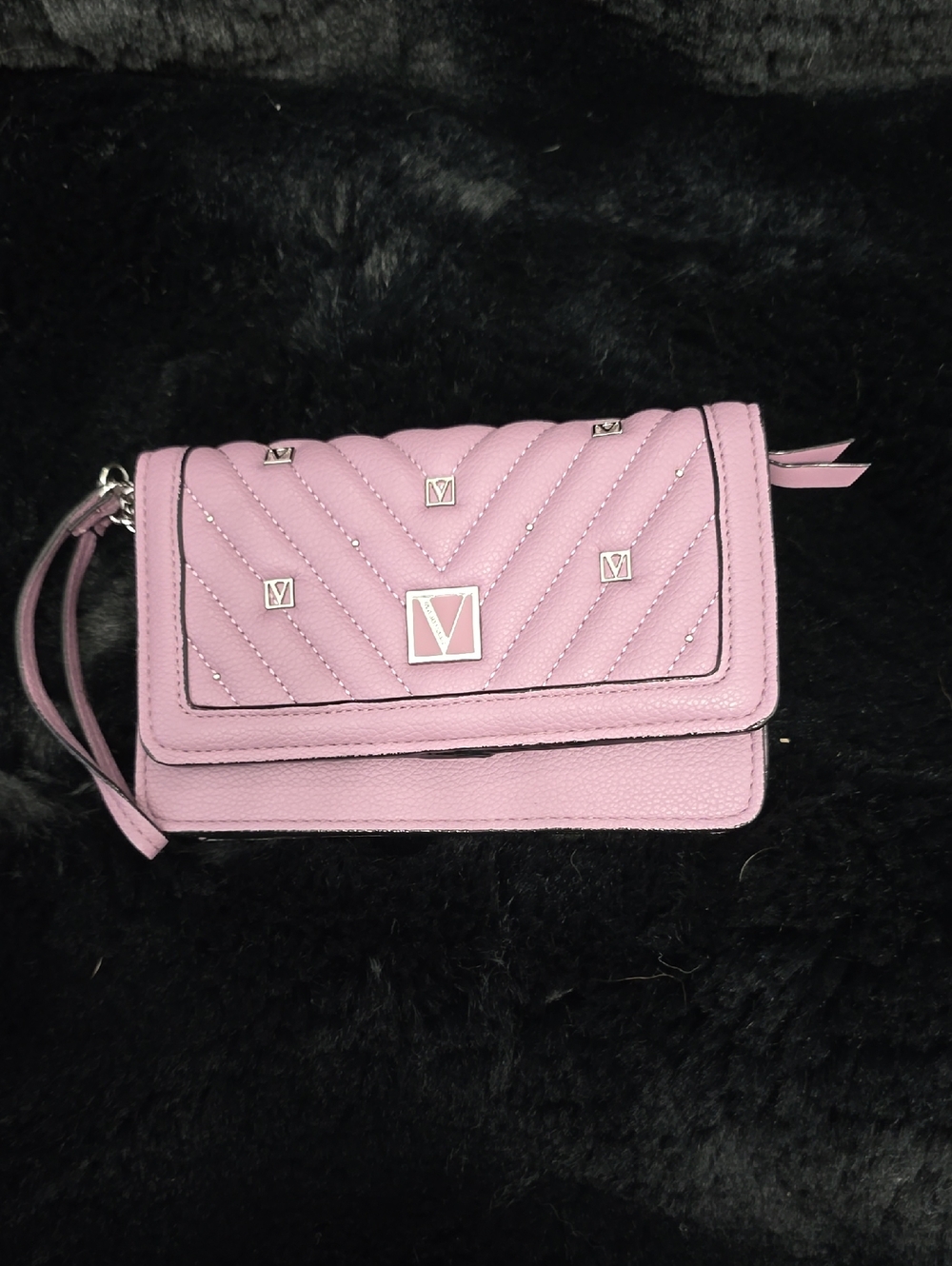 Victoria's Secret Quilted Light Pink Wristlet Clutch